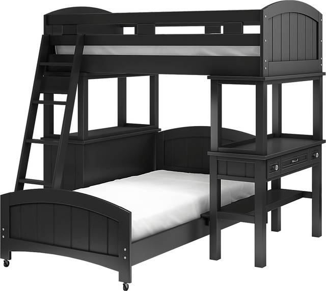 Kids Cottage Colors Black Twin Loft Bunk with Desk and Dresser - Thumbnail - Image 1