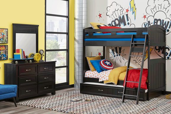 Kids Cottage Colors Black Twin/Twin Bunk Bed