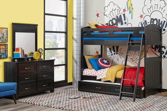 Kids Cottage Colors Black Twin/Twin Bunk Bed - Thumbnail - Image 2