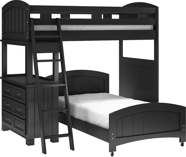 Kids Cottage Colors Black Twin/Twin Loft Bunk Bed with Dresser - Thumbnail - Image 1