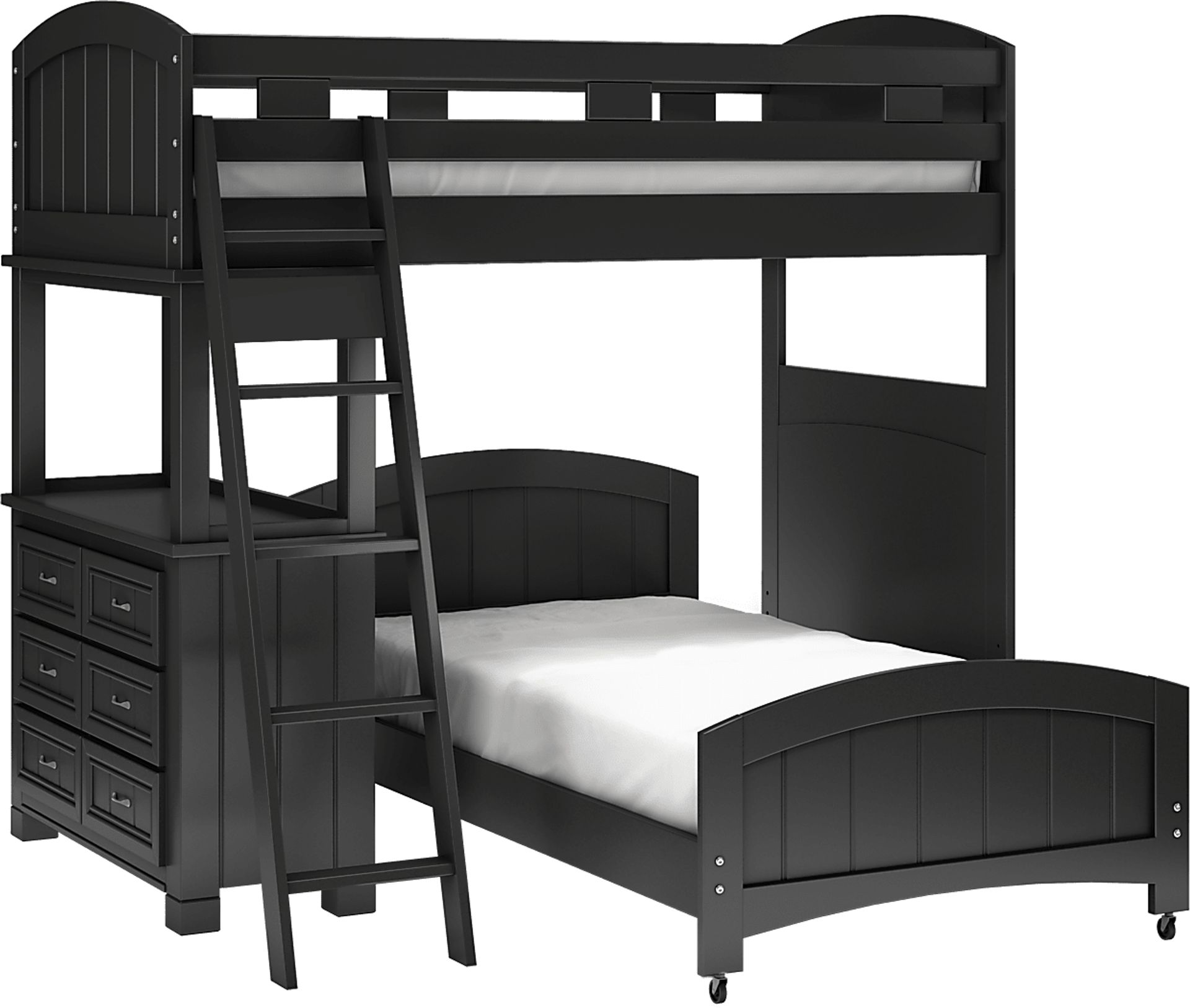 Kids Cottage Colors Black Twin/Twin Loft Bunk Bed with Dresser - Image 1