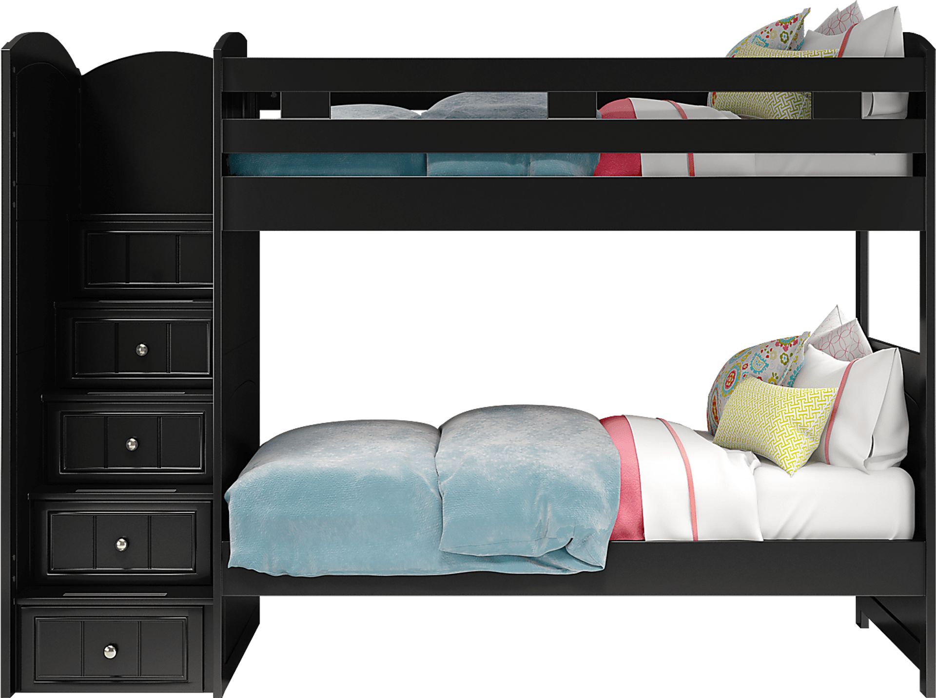 Kids Cottage Colors Black Twin/Twin Step Bunk Bed - Image 3