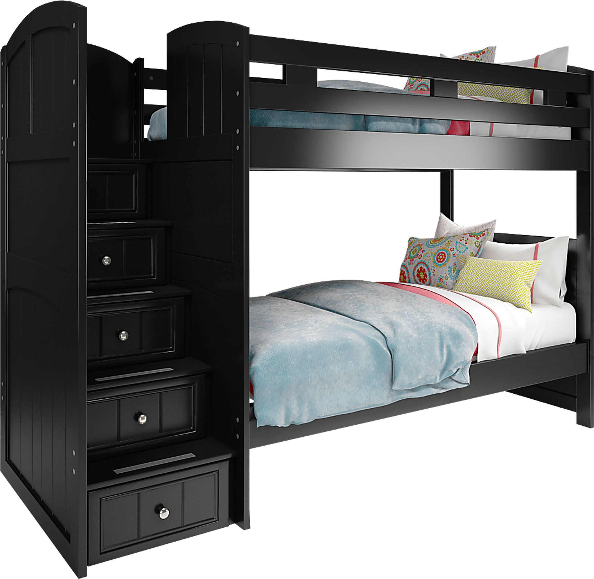 Kids Cottage Colors Black Twin/Twin Step Bunk Bed - Image 1