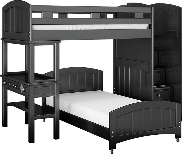 Kids Cottage Colors Black Twin/Twin Step Bunk with Desk - Thumbnail - Image 1