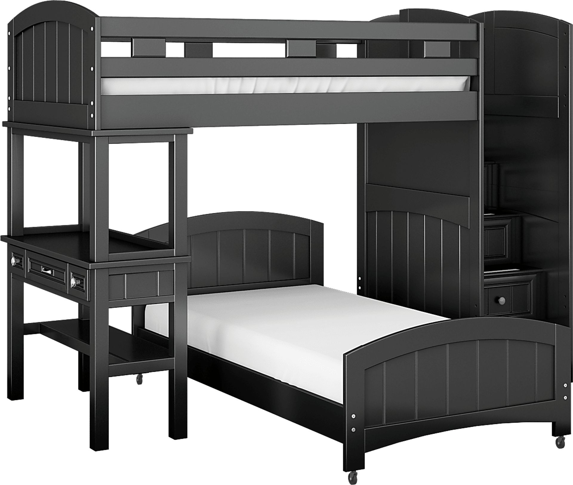 Kids Cottage Colors Black Twin/Twin Step Bunk with Desk - Image 1