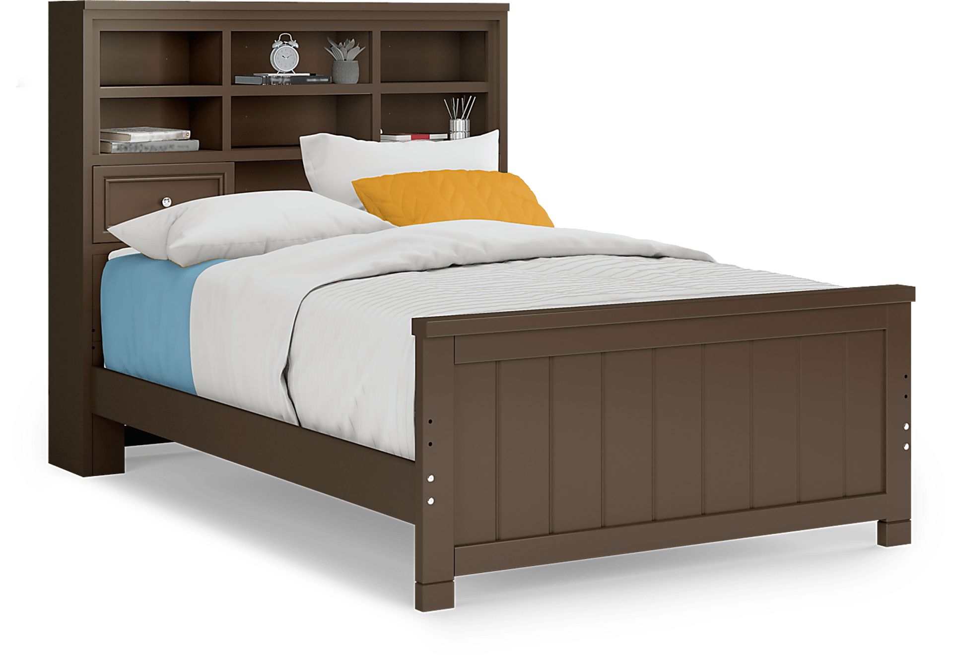 Kids Cottage Colors Chocolate 3 Pc Full Bookcase Bed - Image 1