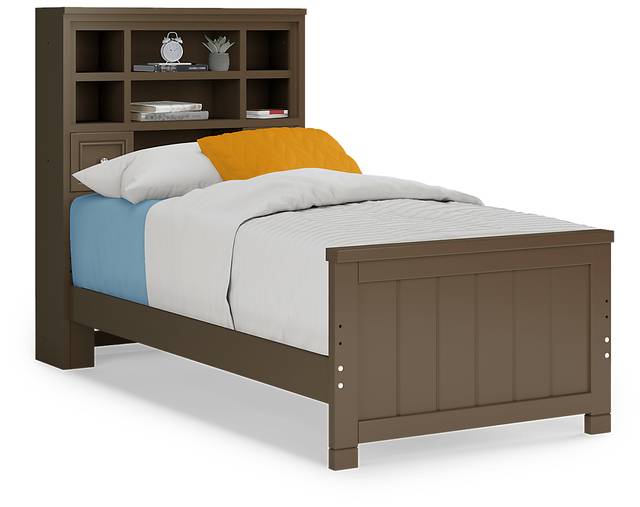Kids Cottage Colors Chocolate 3 Pc Twin Bookcase Bed - Thumbnail - Image 1