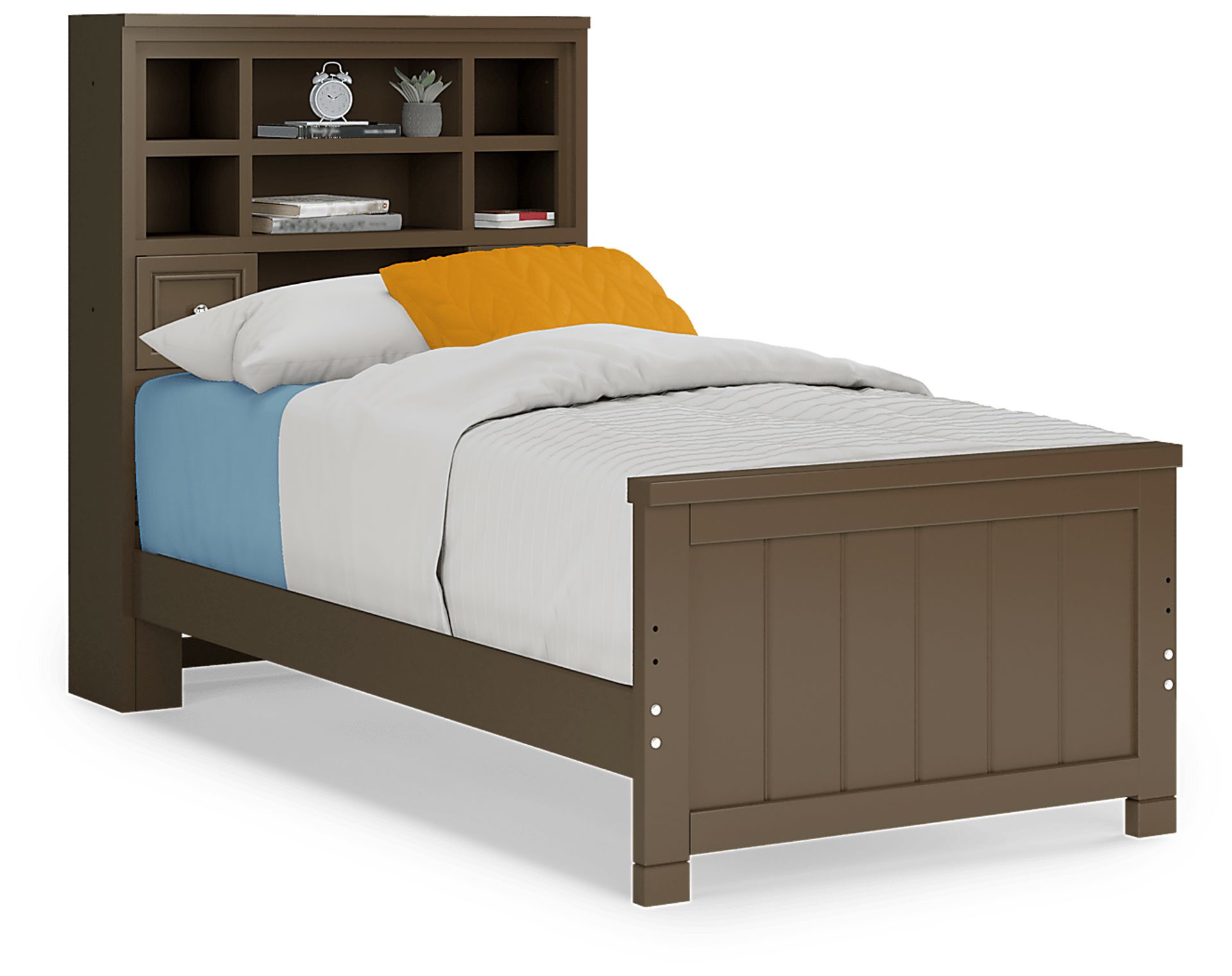 Kids Cottage Colors Chocolate 3 Pc Twin Bookcase Bed - Image 1