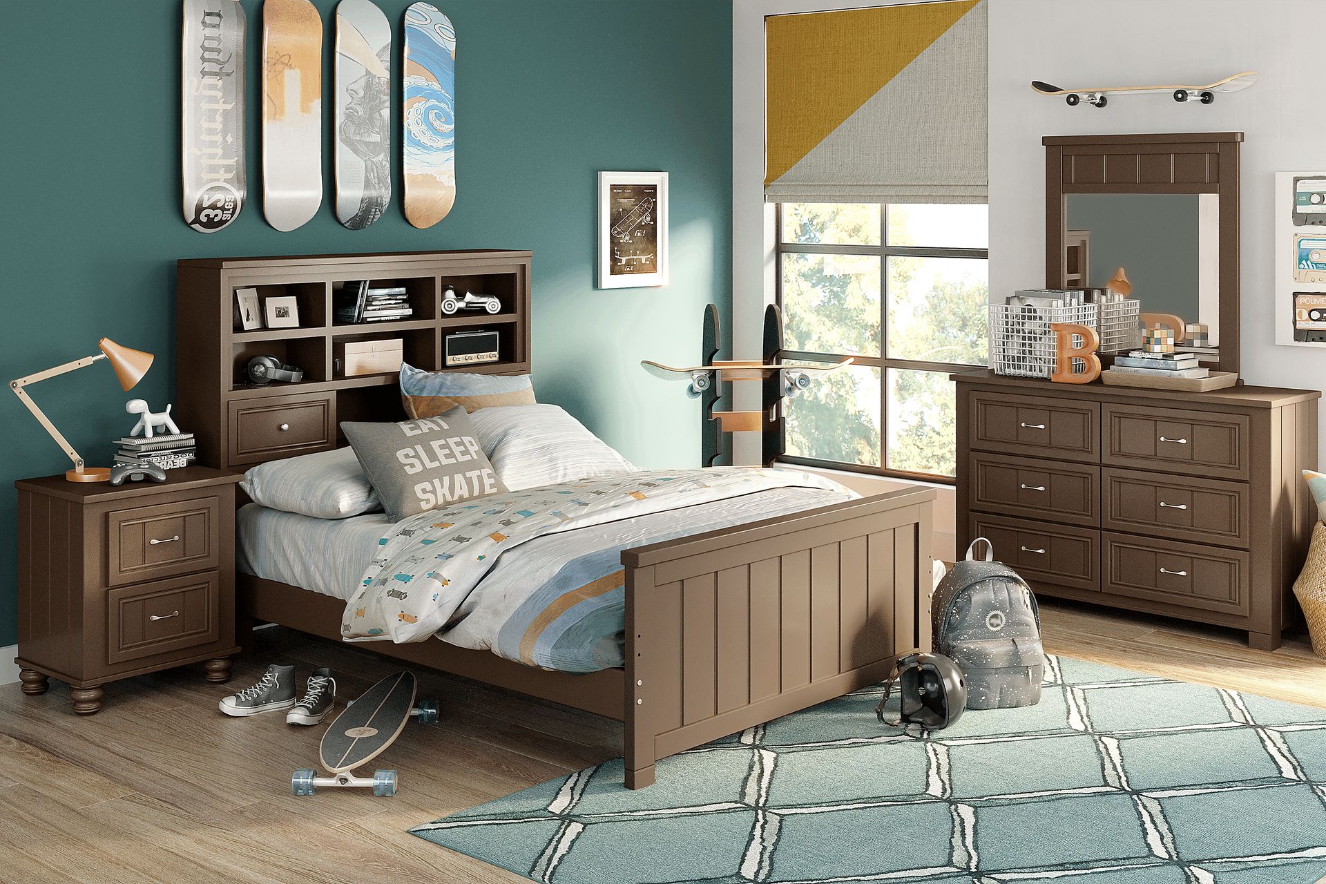 Kids Cottage Colors Chocolate 3 Pc Full Bookcase Bed - Image 2