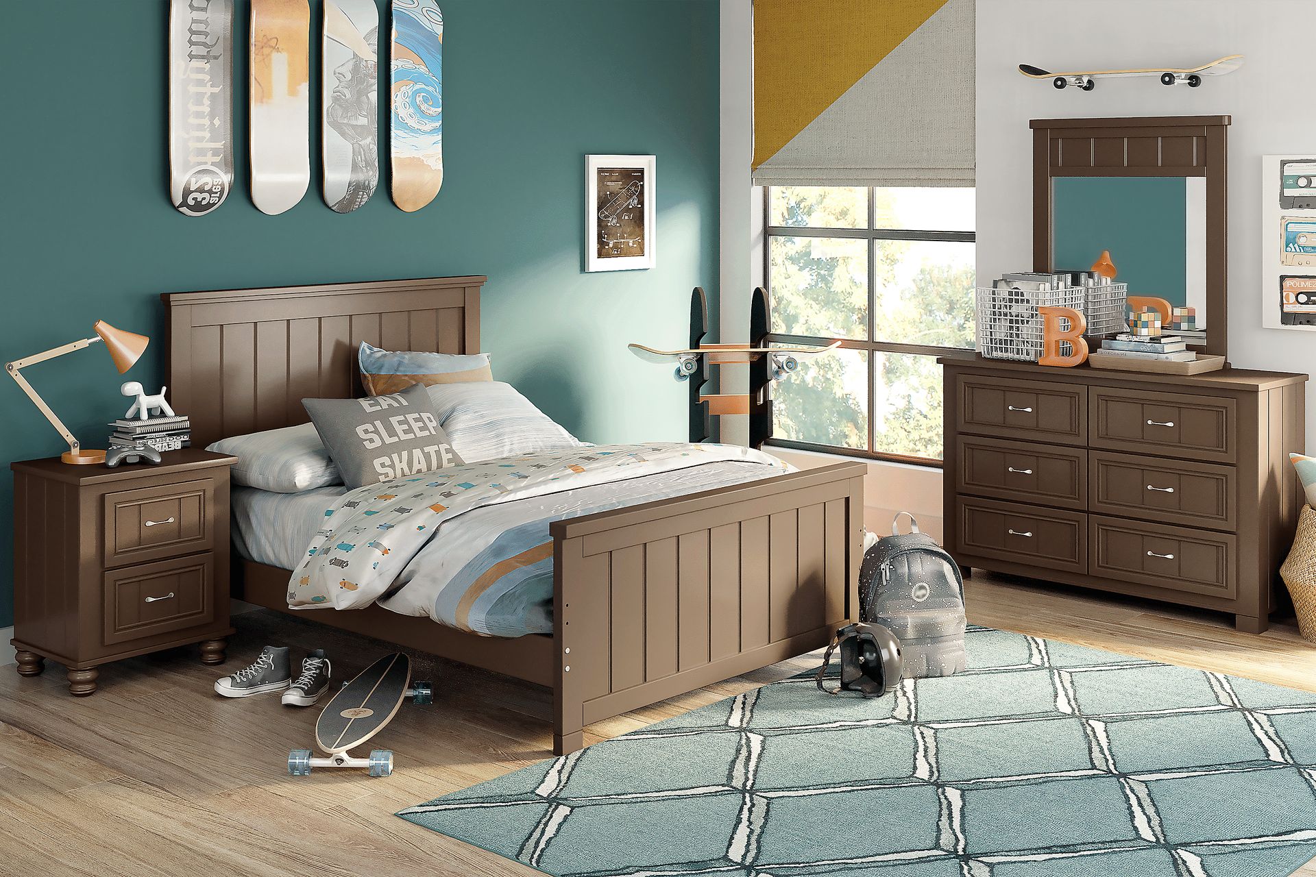 Kids Cottage Colors Chocolate 5 Pc Full Panel Bedroom - Image 1
