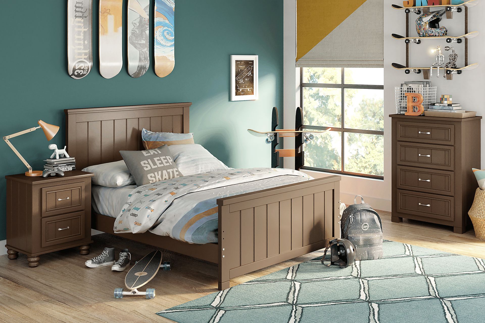 Kids Cottage Colors Chocolate 5 Pc Full Panel Bedroom - Image 1