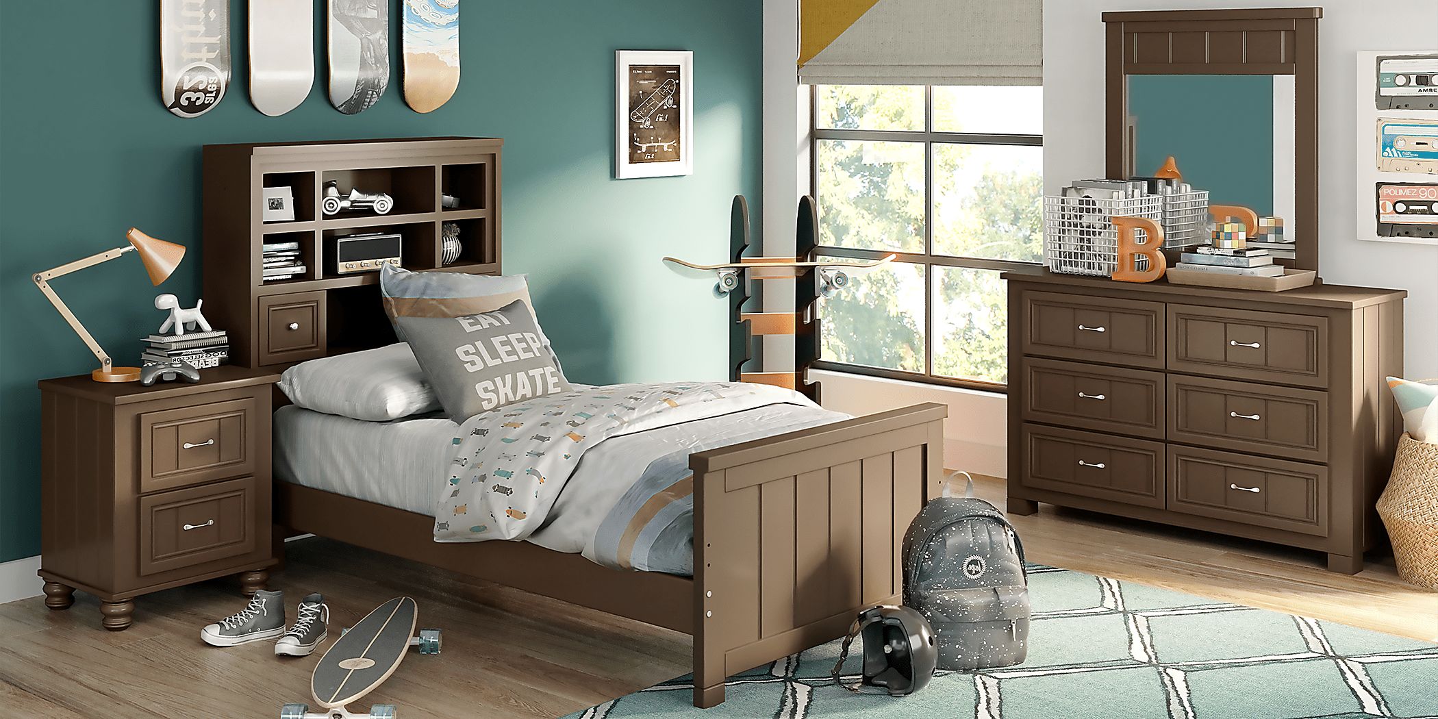 Kids Cottage Colors Chocolate 5 Pc Twin Bookcase Bedroom Rooms To Go