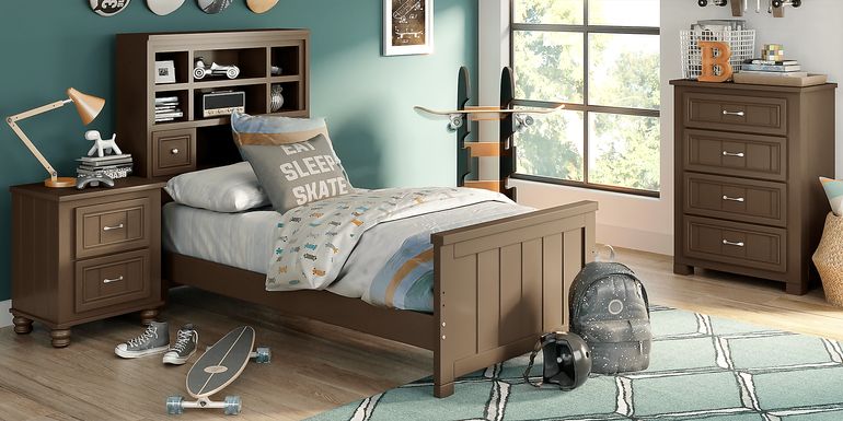 Kids Cottage Colors Chocolate 5 Pc Twin Bookcase Bedroom