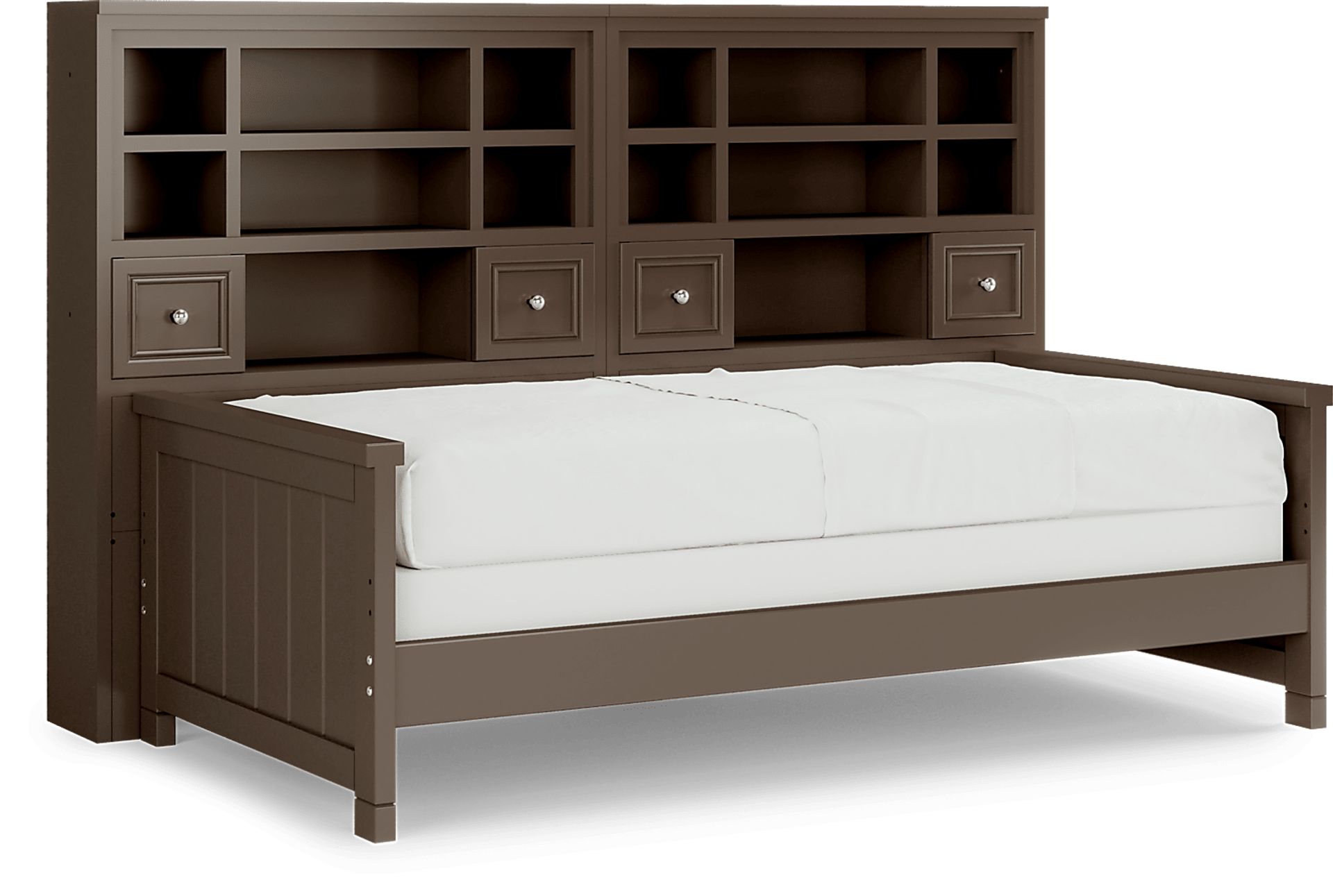Kids Cottage Colors Chocolate 5 Pc Twin Bookcase Wall Bed - Image 1