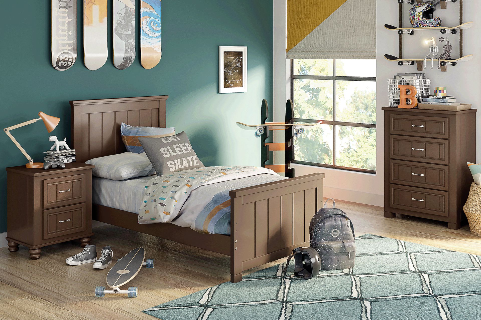Kids Cottage Colors Chocolate 5 Pc Twin Panel Bedroom - Image 1