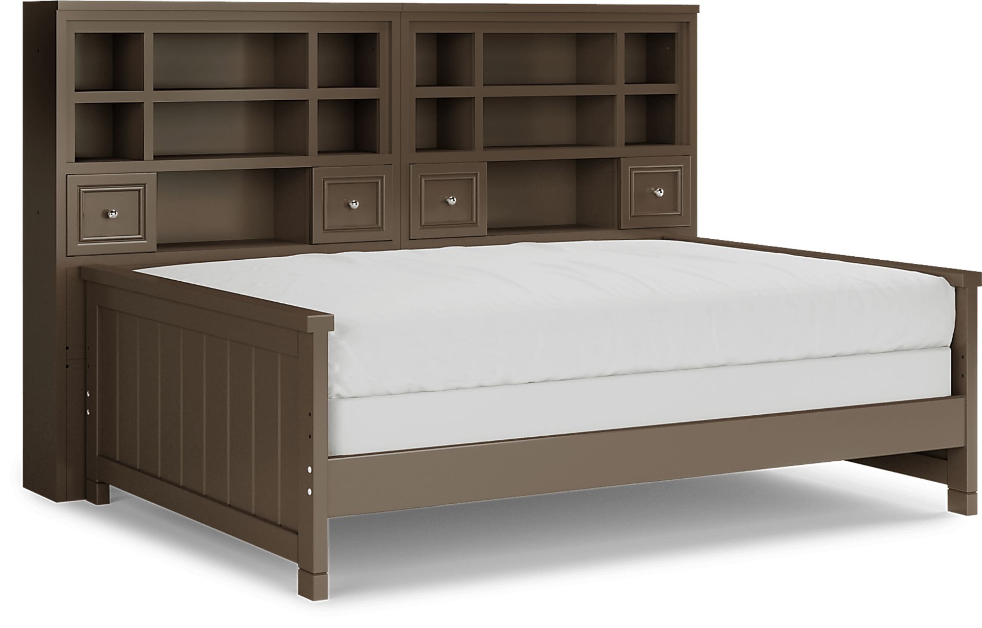 Kids Cottage Colors Chocolate 5 Pc Full Bookcase Wall Bed - Image 1