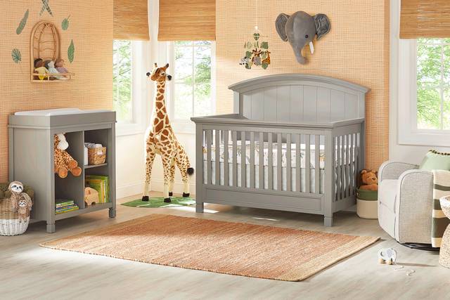 Kids Cottage Colors Gray Bookcase with Changing Tray - Thumbnail - Image 2