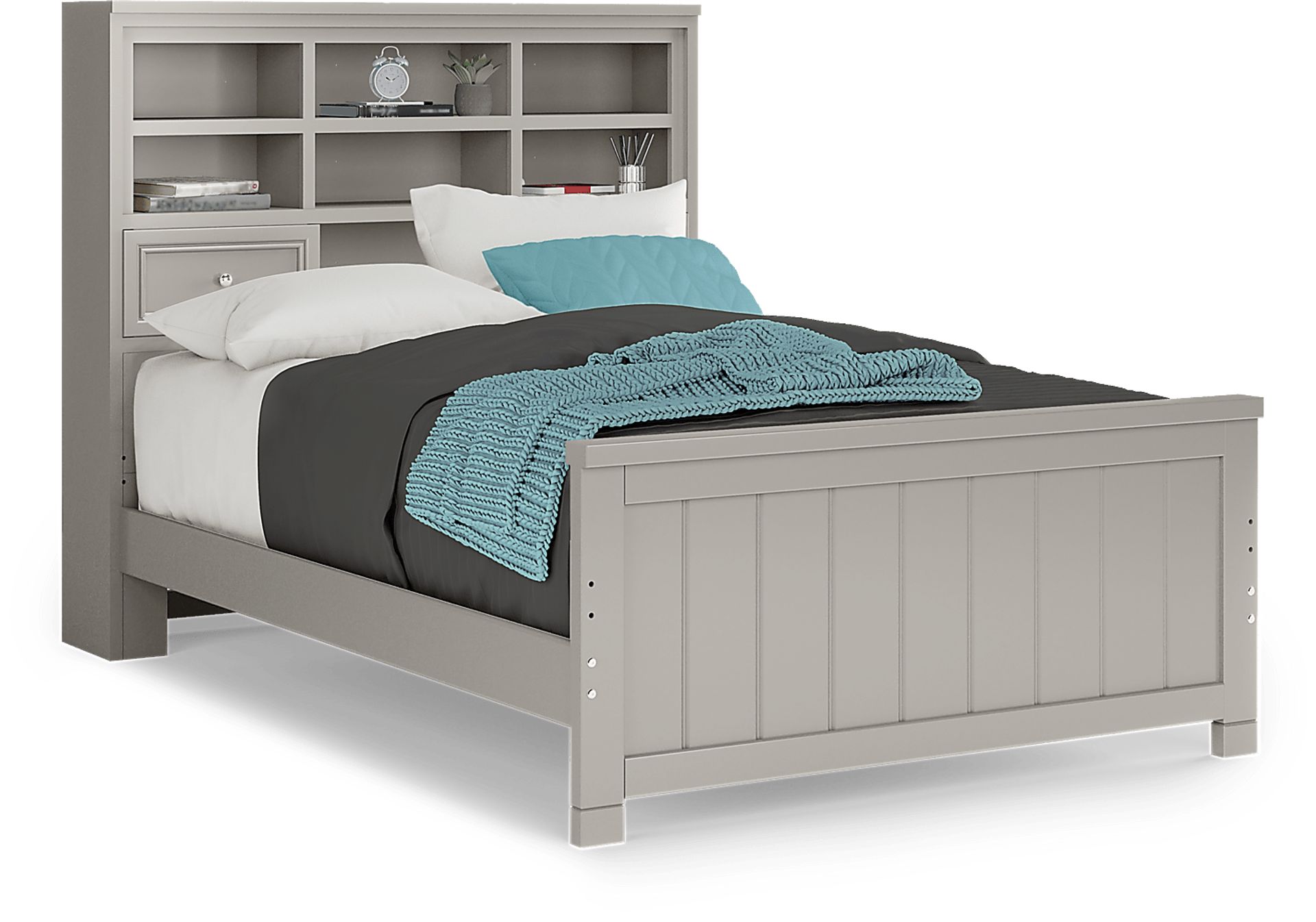 Kids Cottage Colors Gray Full Bookcase Bed - Image 1