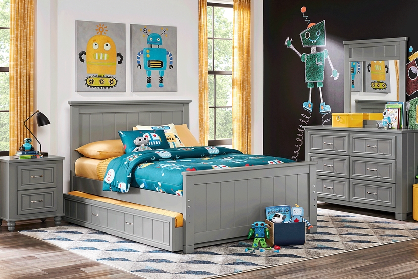 Kids Cottage Colors Gray Full Panel Bed
