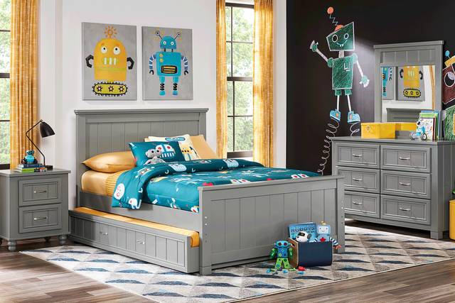 Kids Cottage Colors Gray Full Panel Bed - Thumbnail - Image 2
