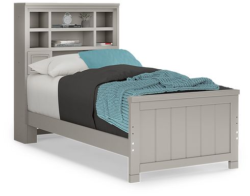 Kids Cottage Colors Gray Twin Bookcase Bed