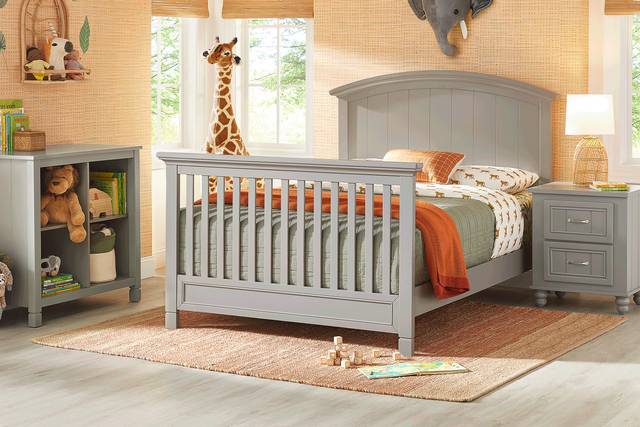 Kids Cottage Colors Gray Nursery with Toddler and Full Conversion Rails - Thumbnail - Image 1