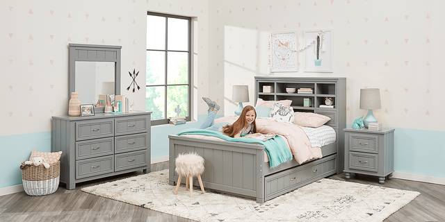 Kids Cottage Colors Gray Full Bookcase Bedroom - Thumbnail - Image 2