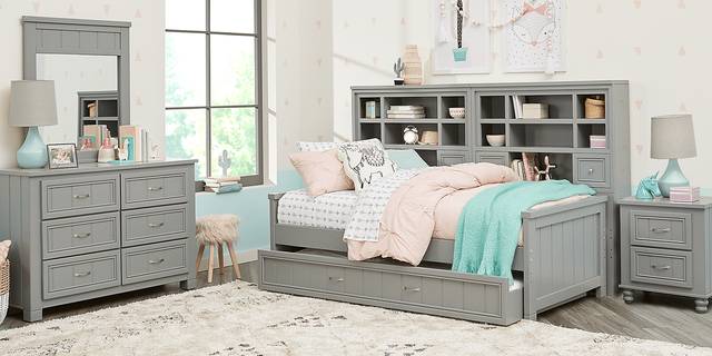 Kids Cottage Colors Gray Full Bookcase Wall Bed - Thumbnail - Image 3