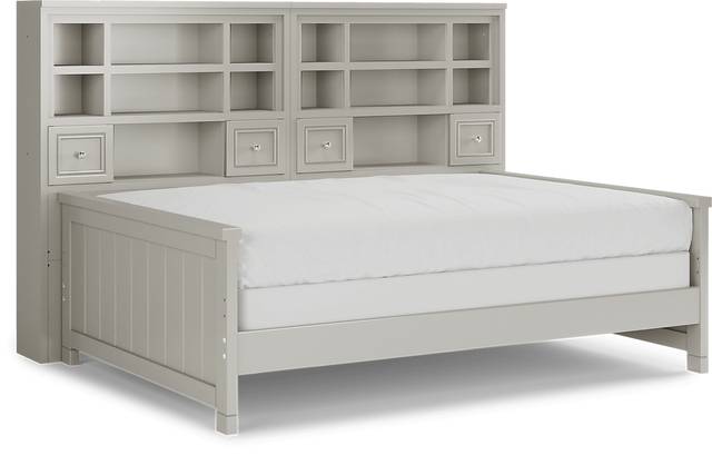 Kids Cottage Colors Gray Full Bookcase Wall Bed - Thumbnail - Image 1