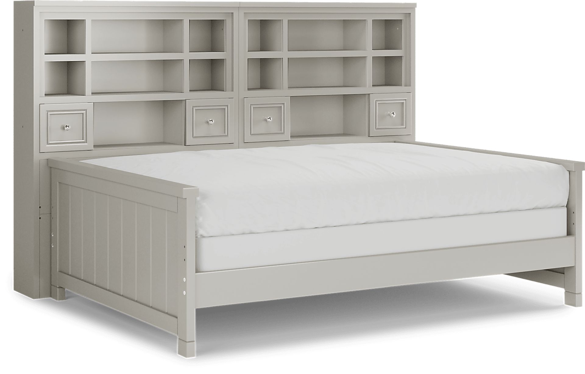 Kids Cottage Colors Gray Full Bookcase Wall Bed - Image 1