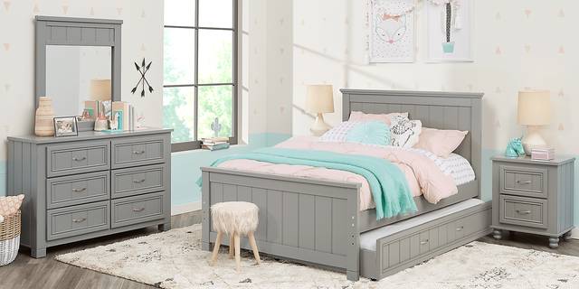 Kids Cottage Colors Gray Full Panel Bed - Thumbnail - Image 3