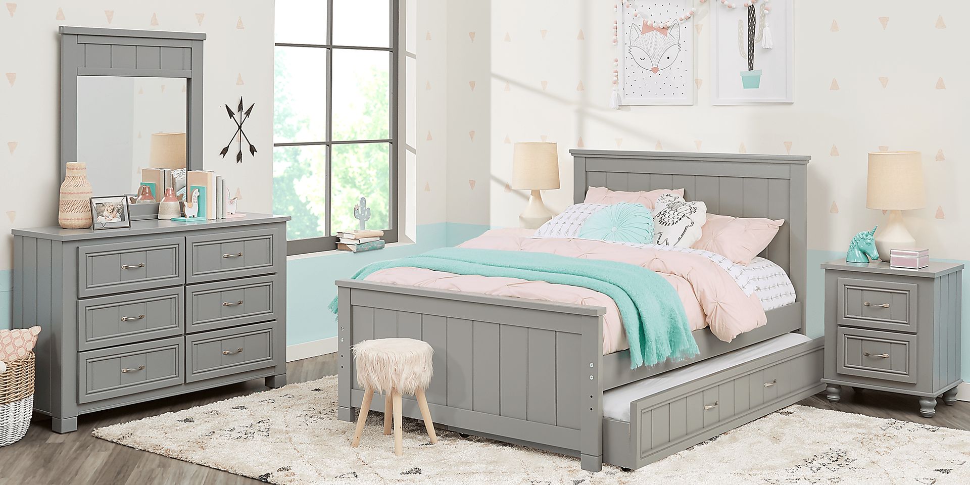 Cottage Colors Gray 3 Pc Full Panel Bed | Rooms to Go