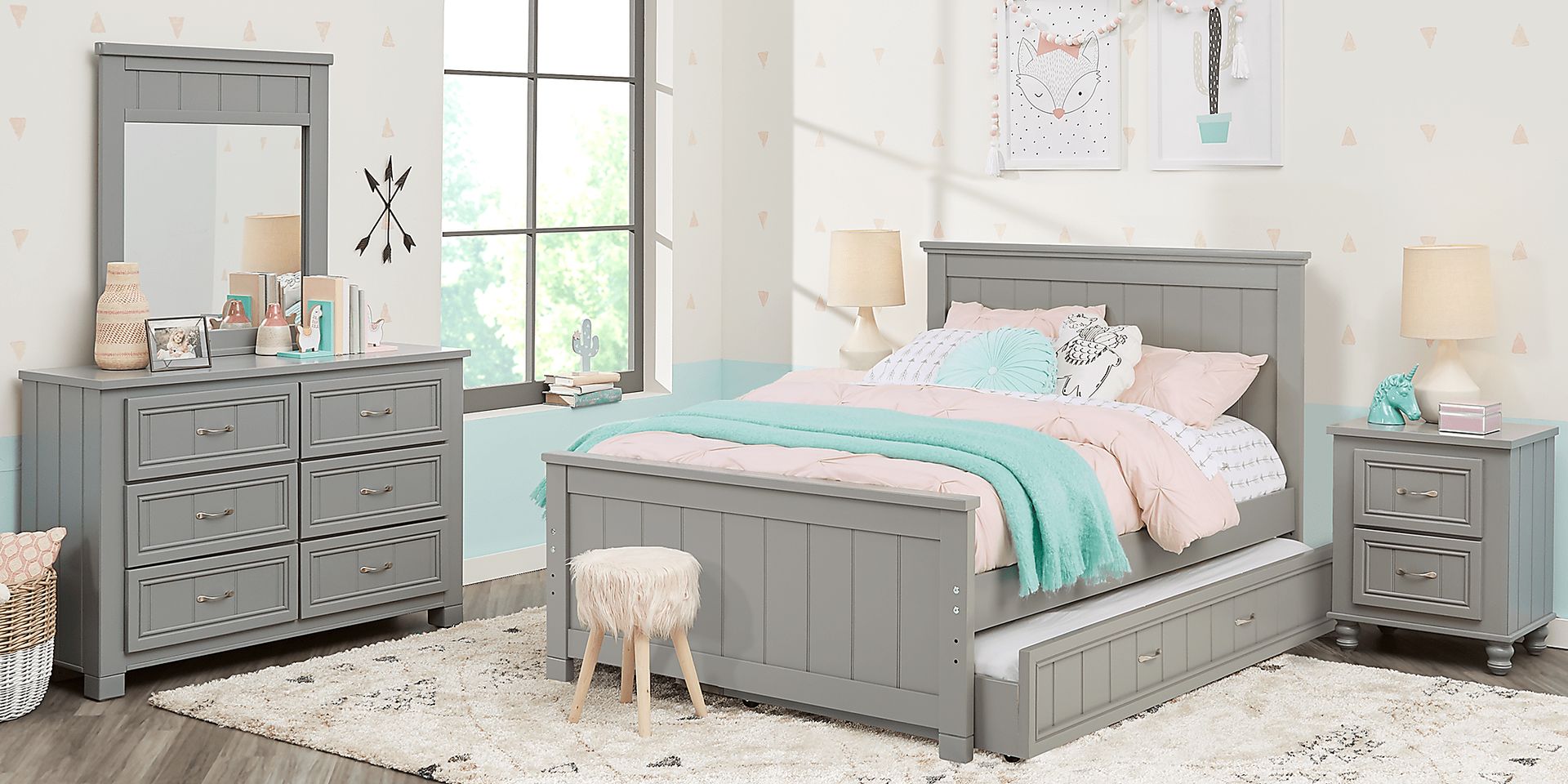 Kids Cottage Colors Gray Full Panel Bed - Image 3