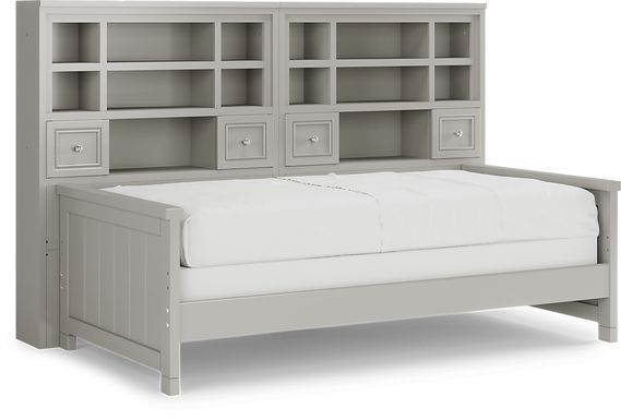 Kids Cottage Colors Gray Twin Bookcase Wall Bed