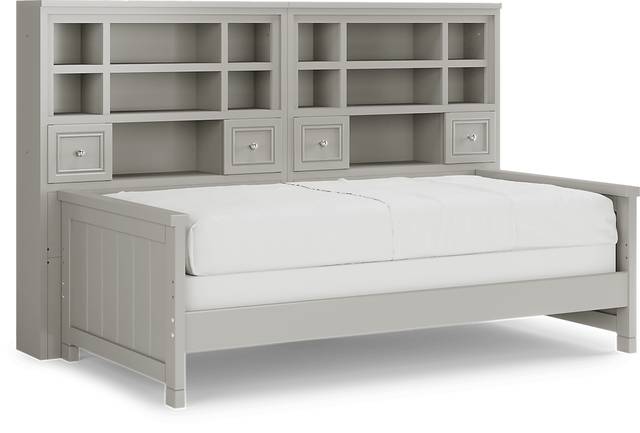 Kids Cottage Colors Gray Twin Bookcase Wall Bed - Thumbnail - Image 1