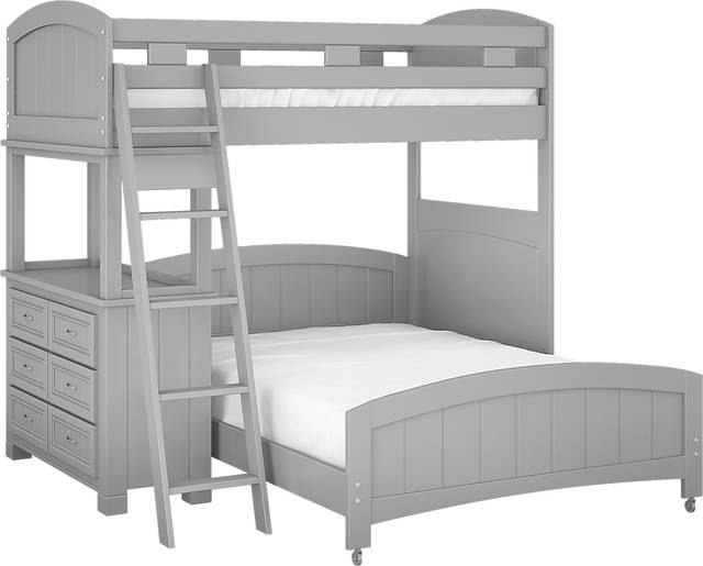 Kids Cottage Colors Gray Twin/Full Loft Bunk Bed with Dresser - Thumbnail - Image 1