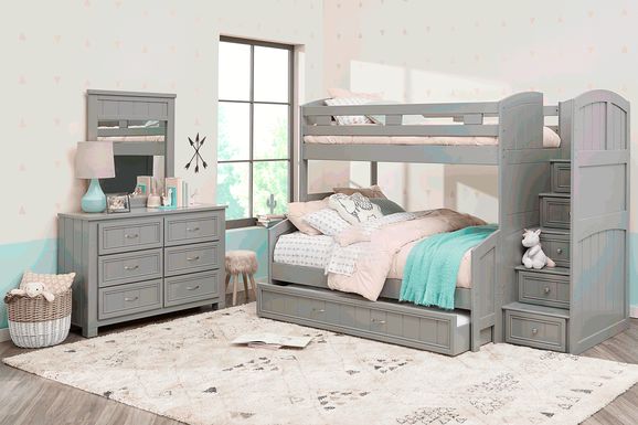 Kids Cottage Colors Gray Twin/Full Step Bunk