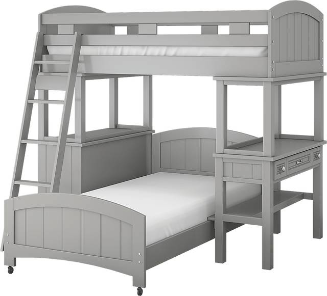Kids Cottage Colors Gray Twin Loft Bunk with Desk and Dresser - Thumbnail - Image 3