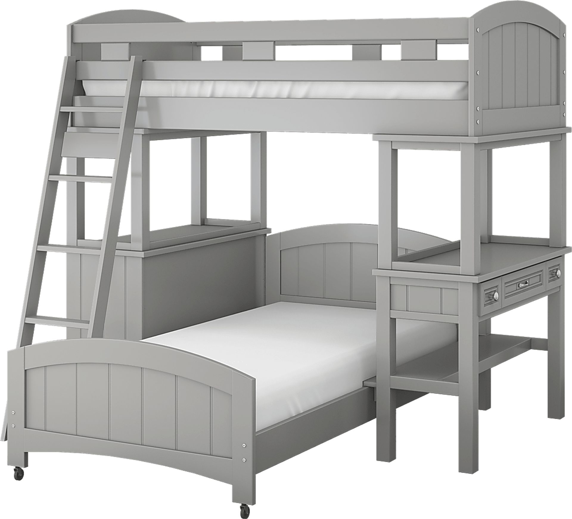 Kids Cottage Colors Gray Twin Loft Bunk with Desk and Dresser - Image 3