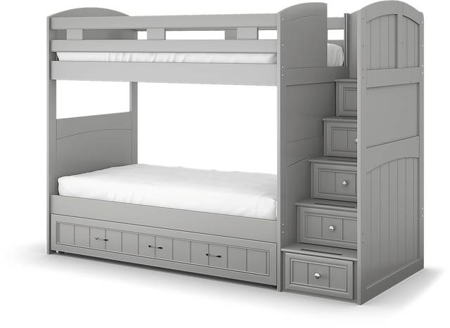 Kids Cottage Colors Gray Twin/Twin Step Bunk Bed - Thumbnail - Image 1