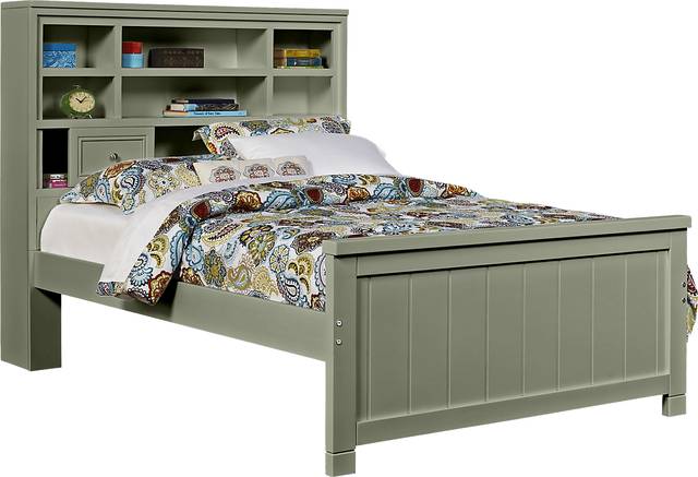 Kids Cottage Colors Green 3 Pc Full Bookcase Bed - Thumbnail - Image 1