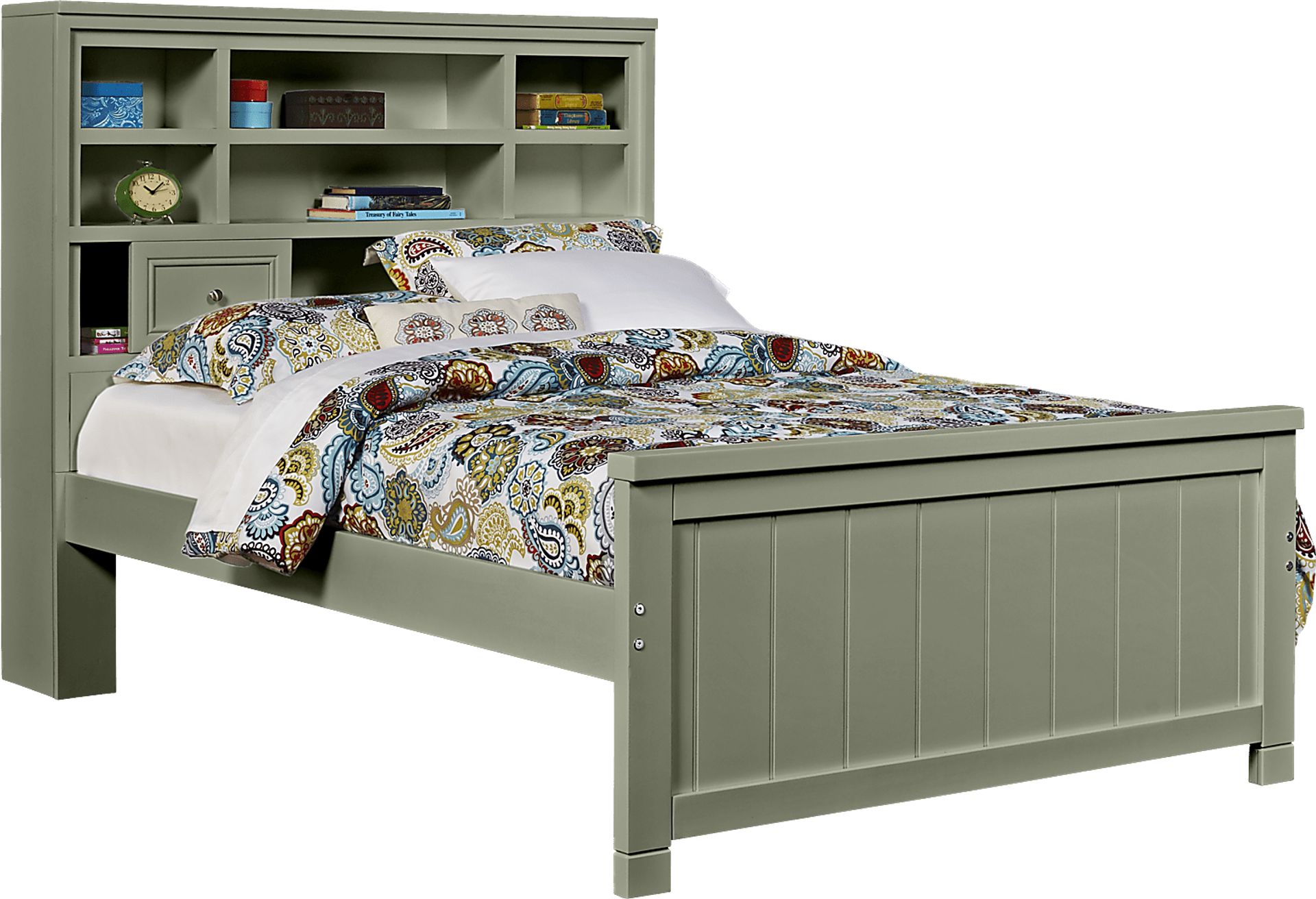 Kids Cottage Colors Green 3 Pc Full Bookcase Bed - Image 1