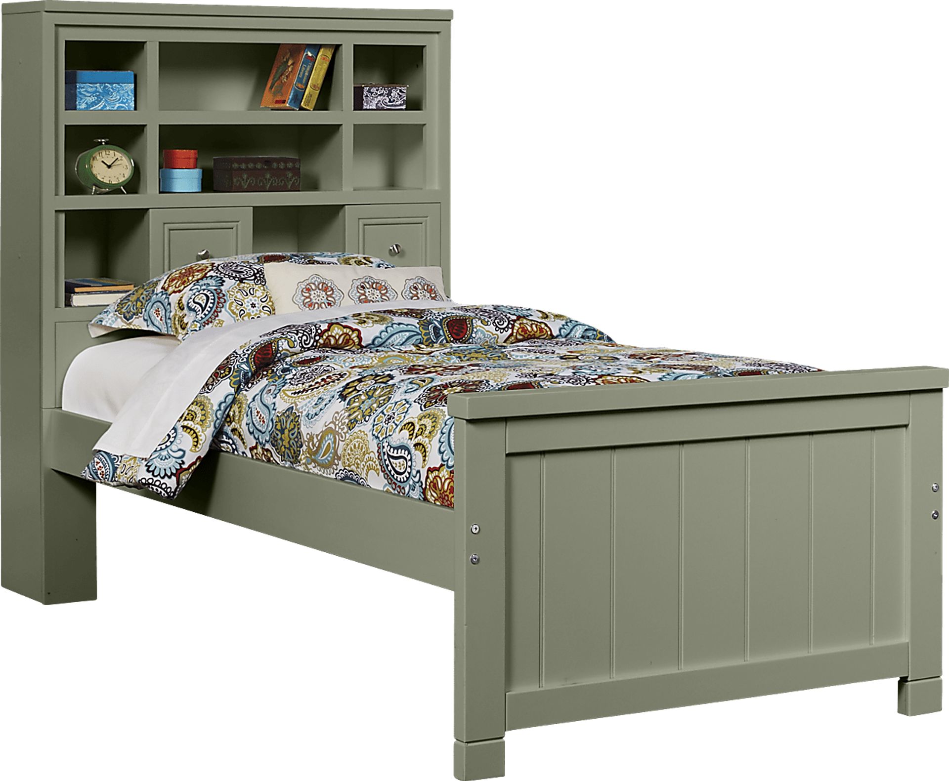 Kids Cottage Colors Green 5 Pc Twin Bookcase Bedroom - Image 2