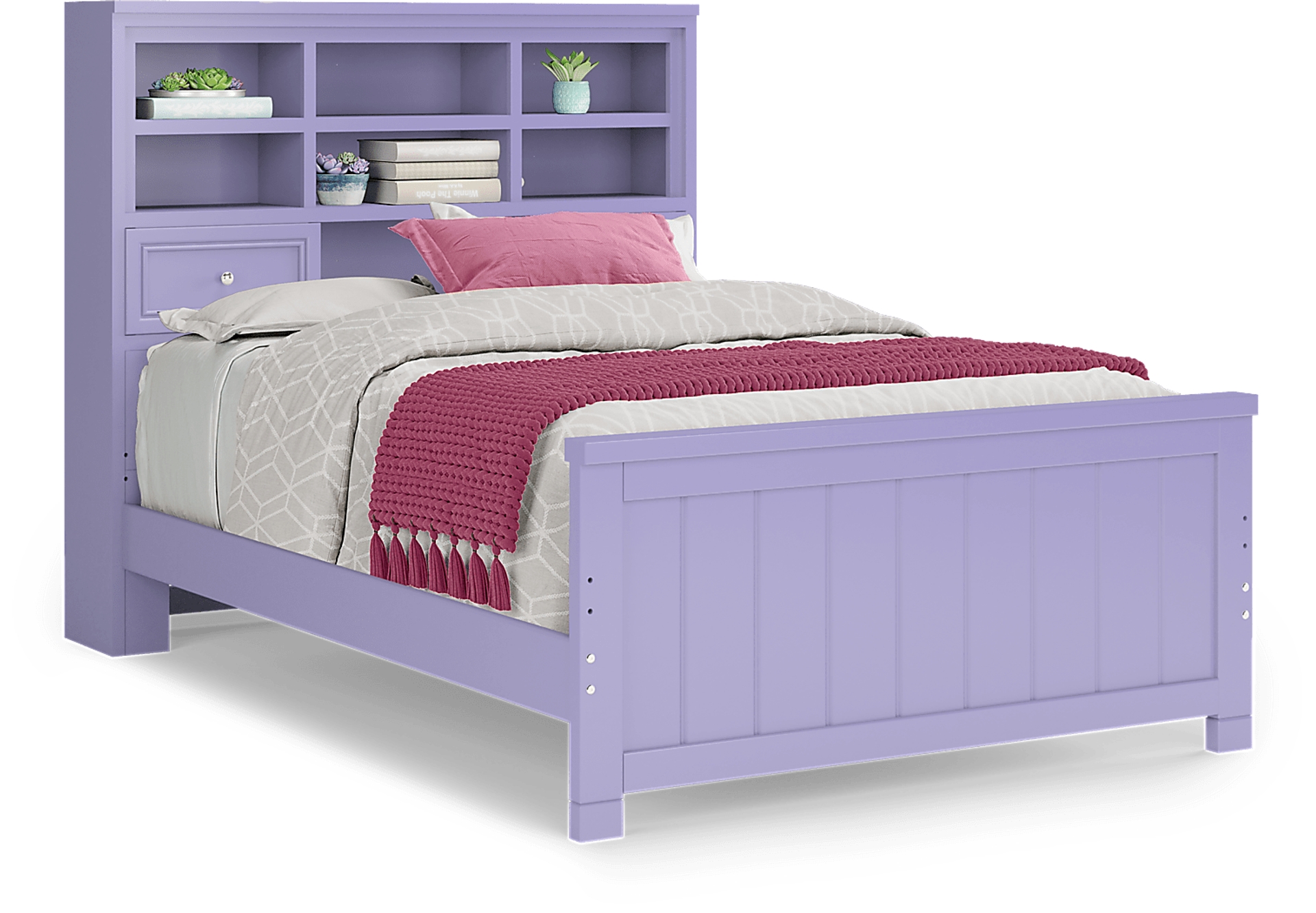 lavender 3 pc full bookcase bed