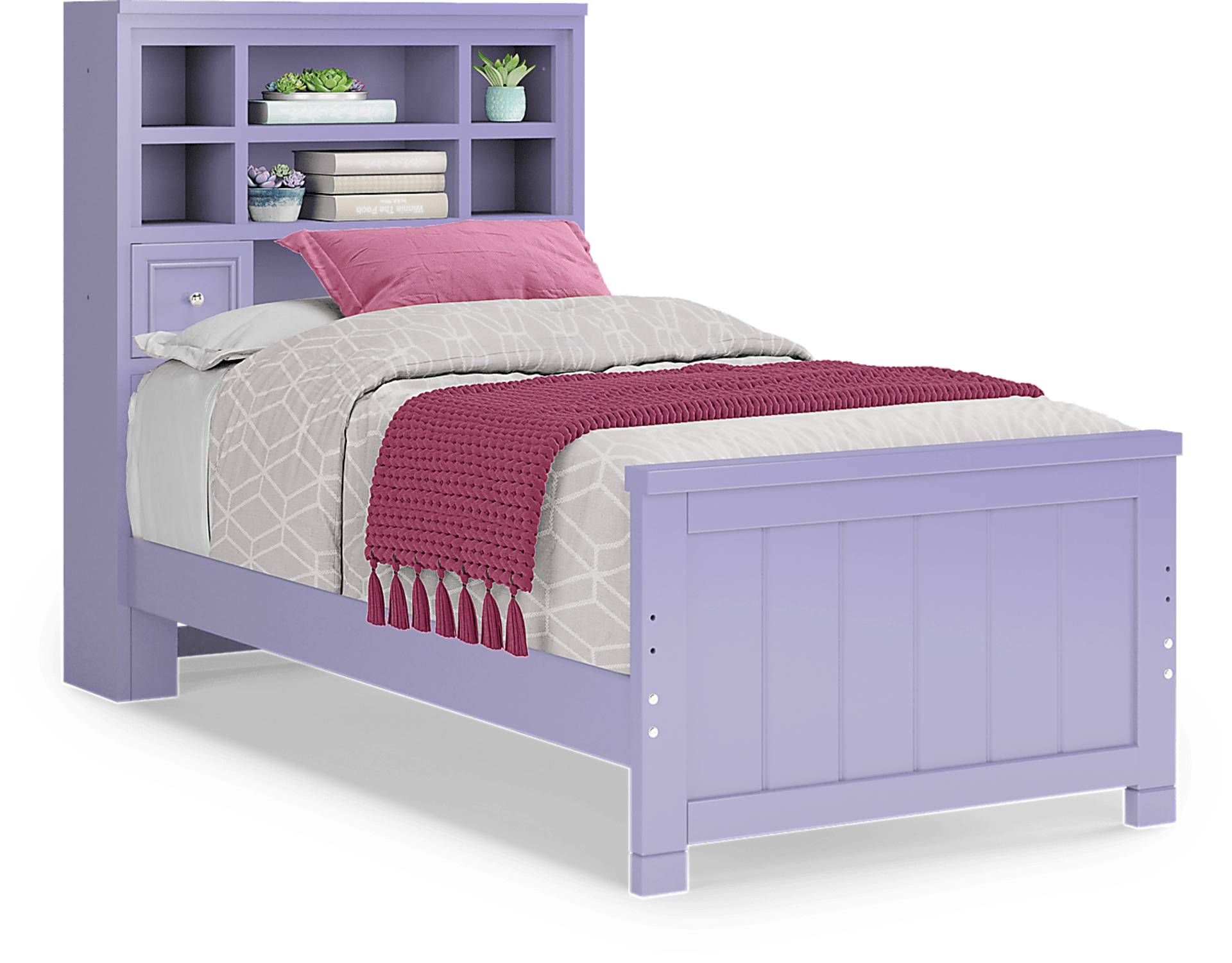 lavender 3 pc twin bookcase bed