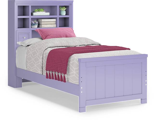 Kids Cottage Colors Lavender Twin Bookcase Bed - Thumbnail - Image 1