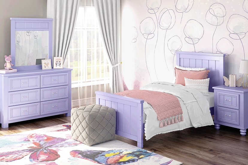 Kids Cottage Colors Lavender Twin Panel Bed