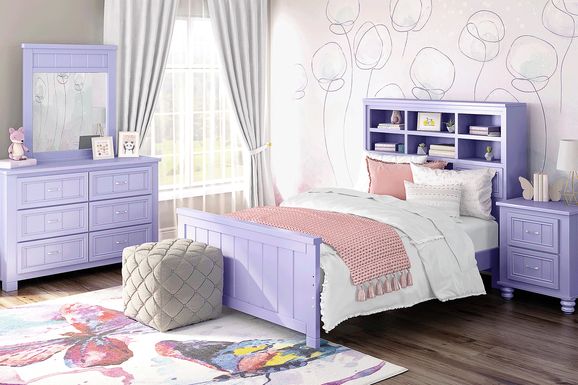 Kids Cottage Colors Lavender 5 Pc Full Bookcase Bedroom