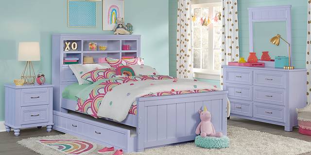 Kids Cottage Colors Lavender Full Bookcase Bed - Thumbnail - Image 2