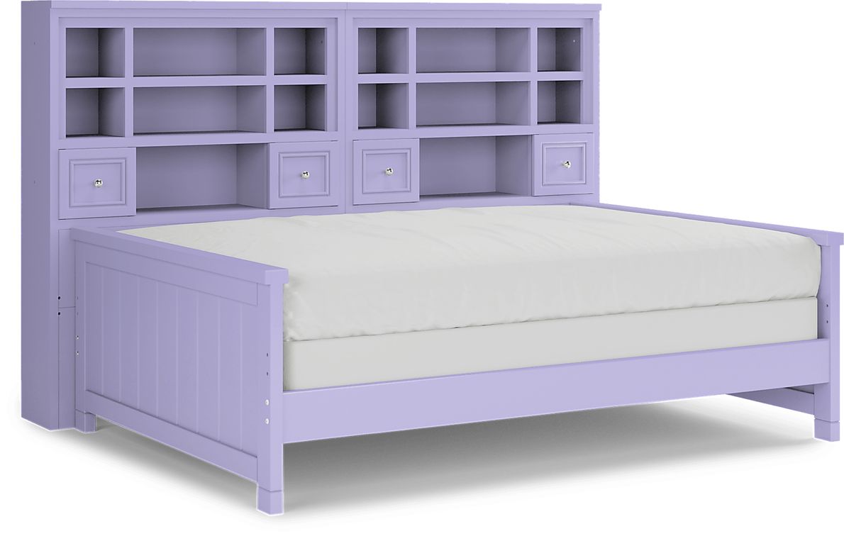 Kids Cottage Colors Lavender 5 Pc Full Bookcase Wall Bed